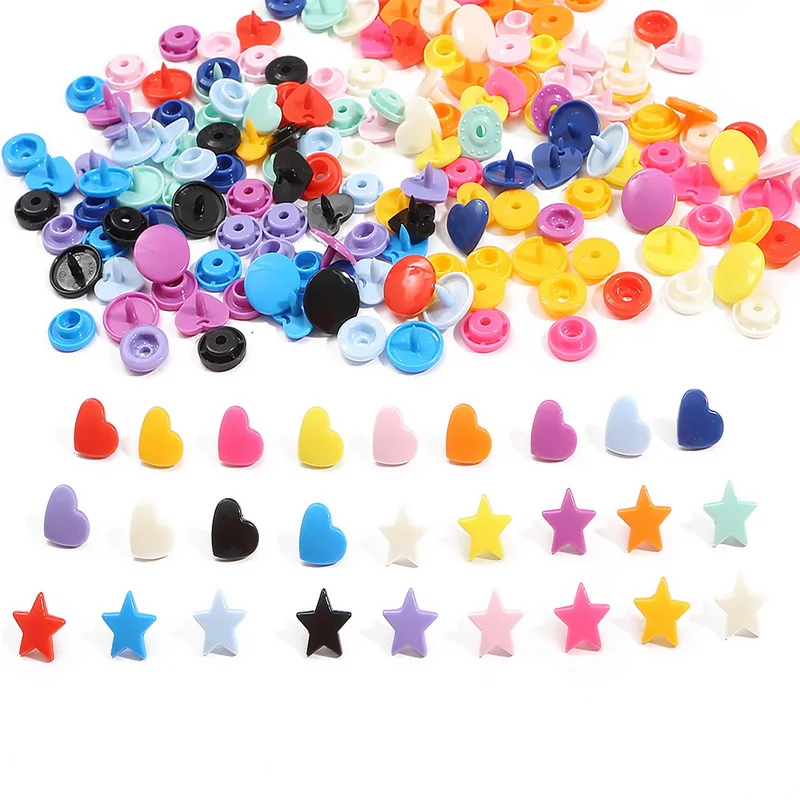 10/20sets KAM Brand Heart/Star Shaped T5 Plastic Snap Button Fastener Buttons Garment Accessories For Baby Clothes Clips | Дом и сад
