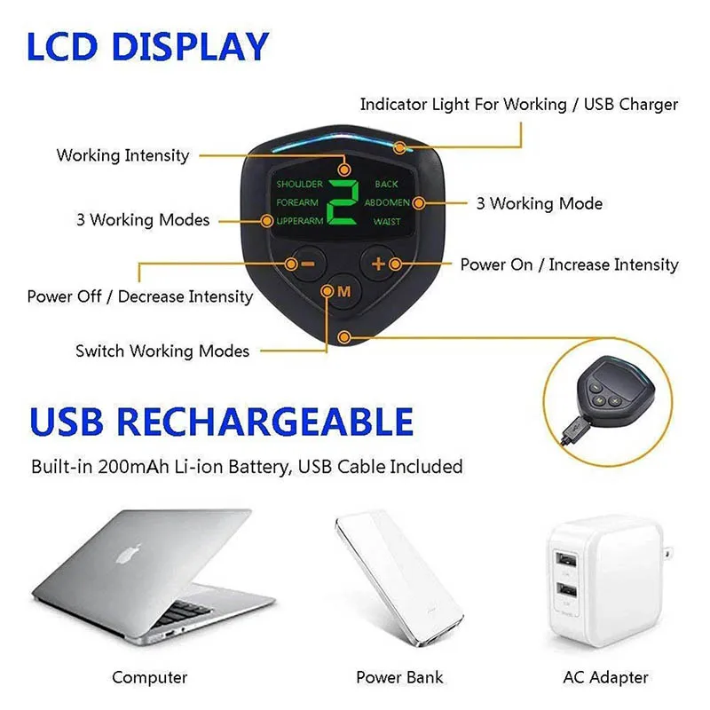 Abs Trainer Fitness Training Gear EMS Abdominal Muscle Stimulator with LCD Display USB Rechargeable Home Gym Electrostimulation
Abs Trainer Fitness Training Gear EMS Abdominal Muscle Stimulator with LCD Display USB Rechargeable Home Gym Electrostimulation