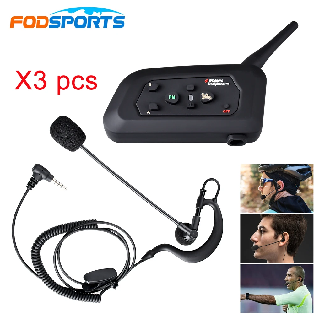 Fodsports 3 pcs V4 FM 1200M Waterproof Bluetooth Intercom Interphone 4 Riders Talking For Football Referee Judge
Fodsports 3 pcs V4 FM 1200M Waterproof Bluetooth Intercom Interphone 4 Riders Talking For Football Referee Judge