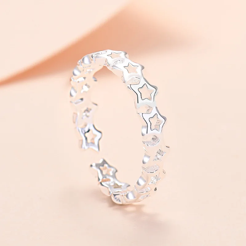 Trendy Celestial Star Open Ring in White Gold Plated Adjustable Size for Girls Women Fashion KPOP Stylish Jewelry 
Trendy Celestial Star Open Ring in White Gold Plated Adjustable Size for Girls Women Fashion KPOP Stylish Jewelry