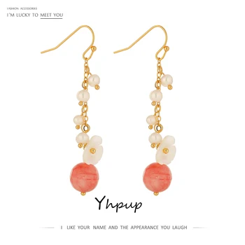 Yhpup Exquisite Natural shell Flower Dangle Earrings for Women Luxury Natural Pearl Pink Stones Earrings Jewelry Gift Free Bag
Yhpup Exquisite Natural shell Flower Dangle Earrings for Women Luxury Natural Pearl Pink Stones Earrings Jewelry Gift Free Bag