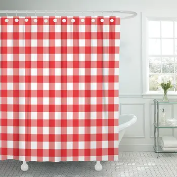 Checks Red and White Gingham Checkered Pattern Shower Curtain Polyester Fabric 72 x 78 inches Set with Hooks
Checks Red and White Gingham Checkered Pattern Shower Curtain Polyester Fabric 72 x 78 inches Set with Hooks