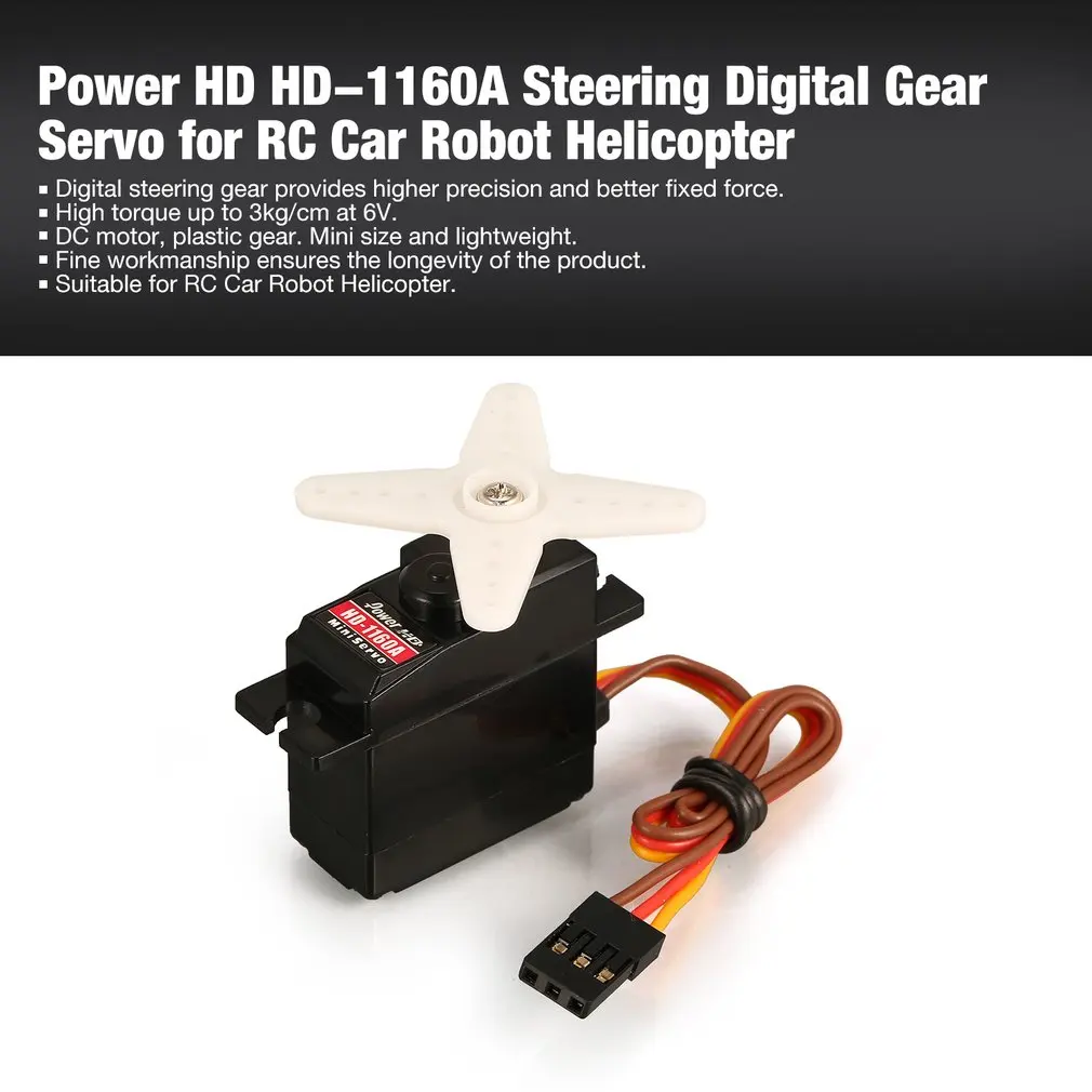 Power HD HD-1160A 3kg Steering Torque Digital Plastic Gear Mini Servo for RC Car Buggy Robot Helicopter Drone Spare Parts | Игрушки и