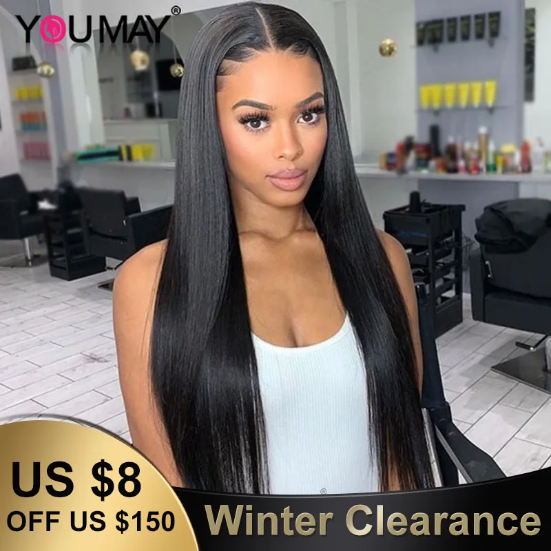 Фото 13X4 Lace Front Human Hair Wigs For Women Fake Scalp Barzilian Straight 360 Frontal Wig Pre Plucked YouMay Full - купить