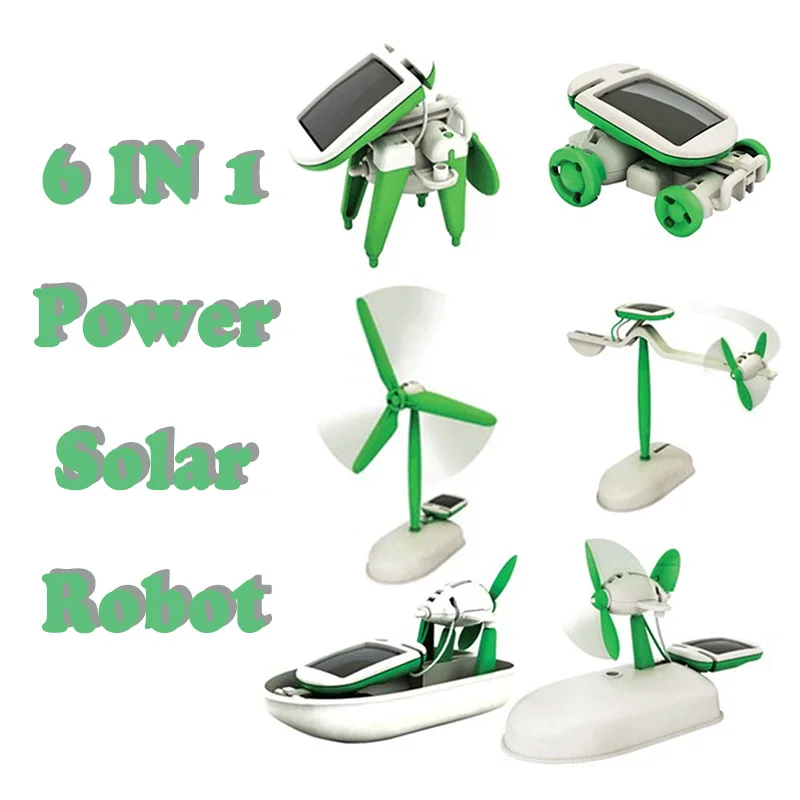 DIY 6 IN 1 Power Solar Robot Educational Learning Power Robot Kit Toys Boat Solar DIY Energy Fan Novelty & Gag Toy For Children
DIY 6 IN 1 Power Solar Robot Educational Learning Power Robot Kit Toys Boat Solar DIY Energy Fan Novelty & Gag Toy For Children