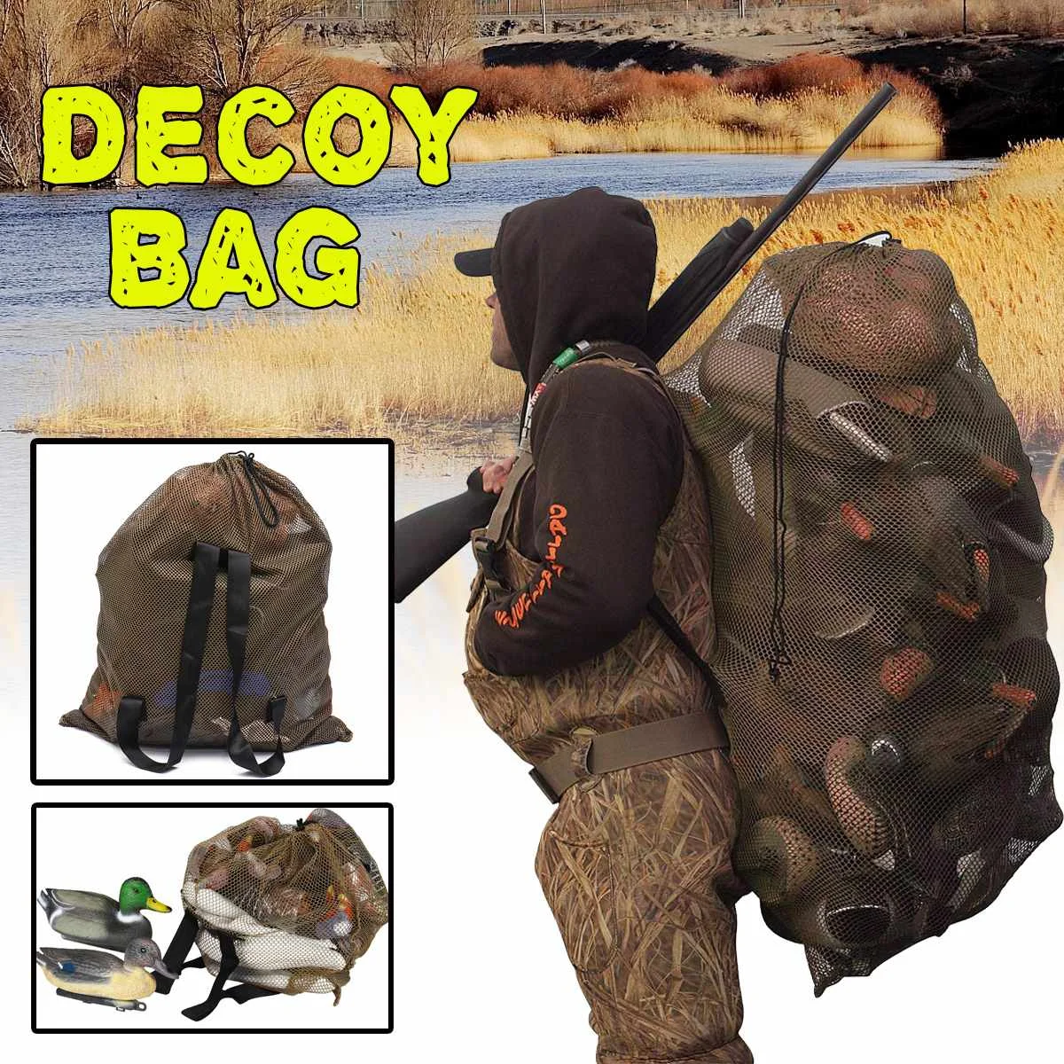 120cm x 75cm Duck Goose Turkey Decoy Bag Mesh With Shoulder Straps Bird Hunting Net Mesh for Hunting Backpack
120cm x 75cm Duck Goose Turkey Decoy Bag Mesh With Shoulder Straps Bird Hunting Net Mesh for Hunting Backpack