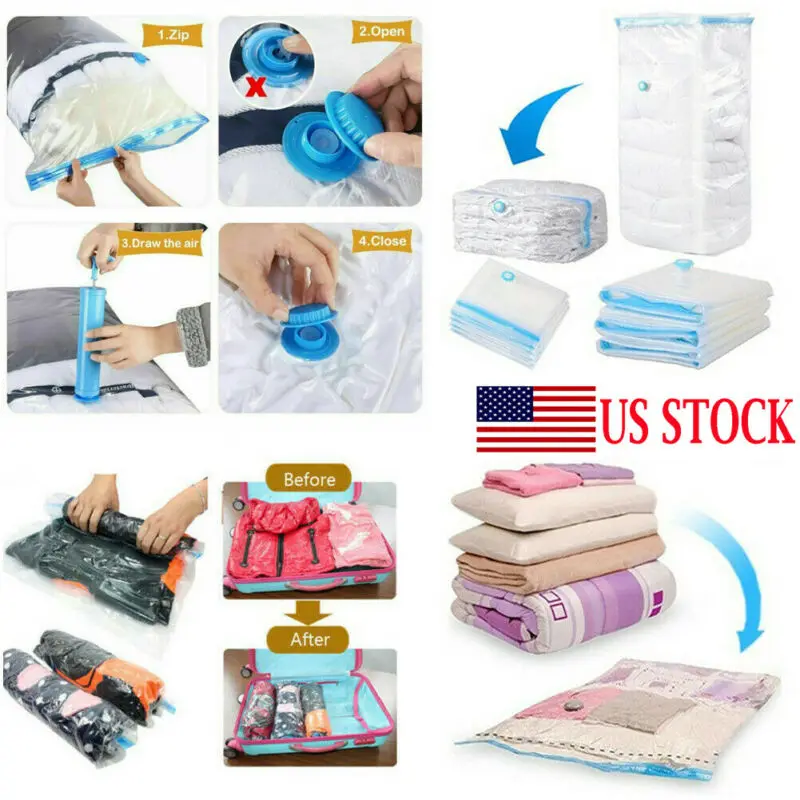 Home Vacuum Bag for Clothes Storage With Valve Transparent Border Foldable Compressed Organizer Saving Seal Packet | Дом и сад