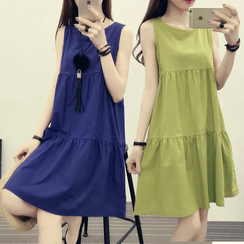 2019 New Arrival Women Linen Dress Female Summer Sleeveless O-Neck Fat MM Dresses Loose Casual Plus Size solid Vestidos Mujer
2019 New Arrival Women Linen Dress Female Summer Sleeveless O-Neck Fat MM Dresses Loose Casual Plus Size solid Vestidos Mujer