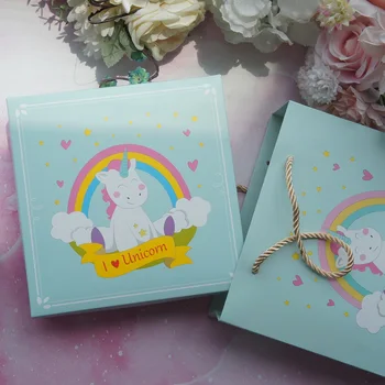 18.5*18.5*6cm 3set Blue Rainbow Unicorn At Sky Design Paper Box + Bag As Baby Shower Birthday Wedding Gift Packaging Use
18.5*18.5*6cm 3set Blue Rainbow Unicorn At Sky Design Paper Box + Bag As Baby Shower Birthday Wedding Gift Packaging Use