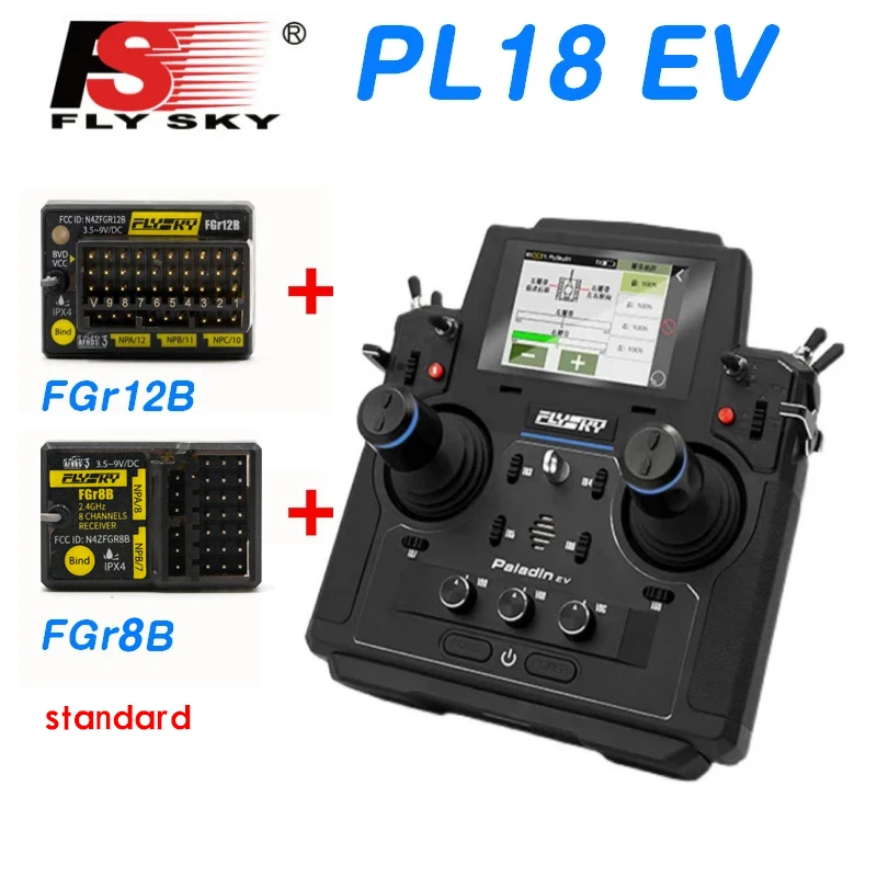 

Flysky PL18EV Transmitter Radio System FGR8B FGR12B Receiver Toys Parts For RC Boat Car Tank Truck Excavator TH19212