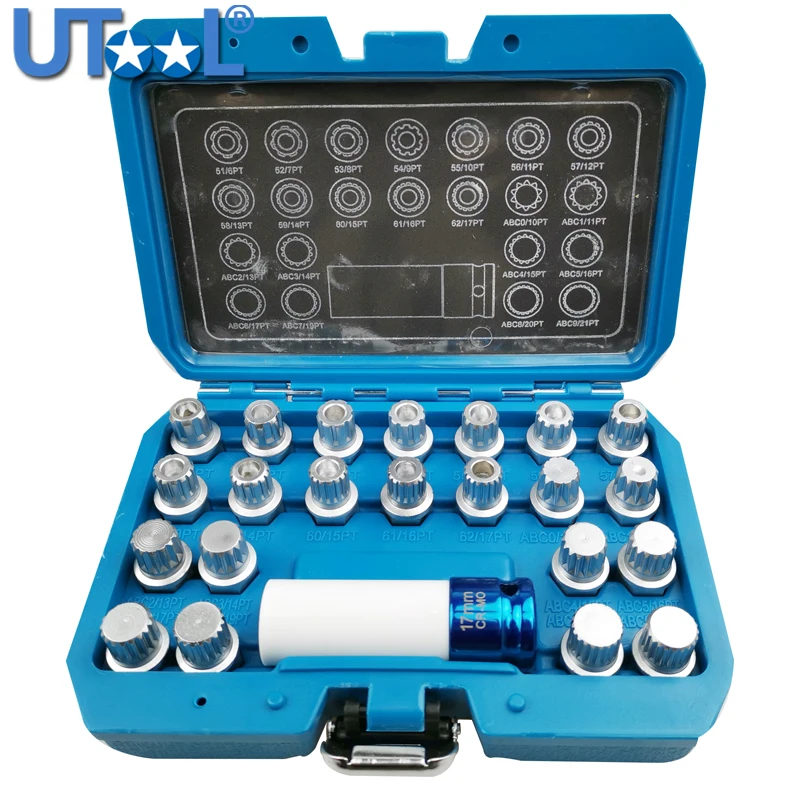 23 Pcs For VW VAG Group Wheel Lock Screw Master Socket Kit Locking Wheel Nut Lock Key Unique Multi Ribe Spline Bits
23 Pcs For VW VAG Group Wheel Lock Screw Master Socket Kit Locking Wheel Nut Lock Key Unique Multi Ribe Spline Bits