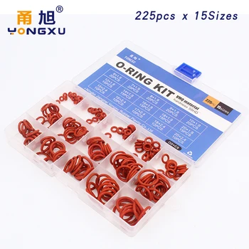 225pcs O Ring Silicone rubber 15 Sizes VMQ Silicon red ORing Elasticity Sealing ORings Washer Gasket Ring Assortment Set Kit Box
225pcs O Ring Silicone rubber 15 Sizes VMQ Silicon red ORing Elasticity Sealing ORings Washer Gasket Ring Assortment Set Kit Box