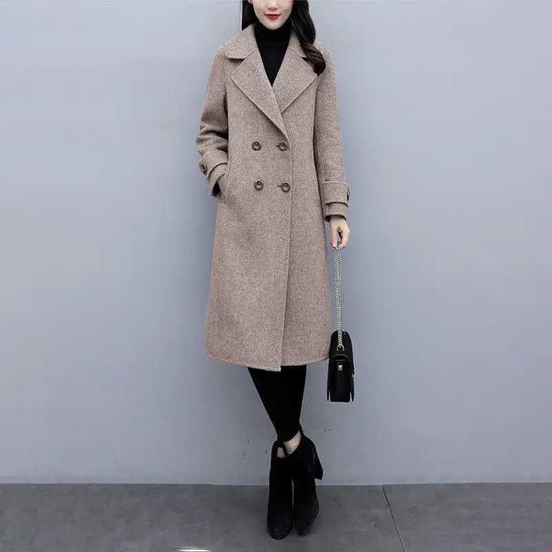 Women Clothing Winter Woolen Coat Korean Slim Simple Double Breasted Elegant Female Fall Warm Wool Overcoat Manteau Femme Hiver
Women Clothing Winter Woolen Coat Korean Slim Simple Double Breasted Elegant Female Fall Warm Wool Overcoat Manteau Femme Hiver