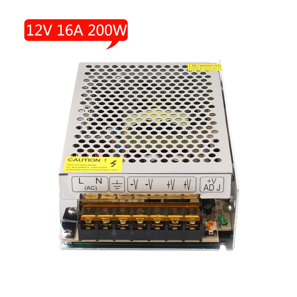 Lighting Transformer AC DC 12V 16A Driver LED Switching Power Supply AC 220V 110V TO DC 12V 200W for CCTV LED Strip Monitoring 
Lighting Transformer AC DC 12V 16A Driver LED Switching Power Supply AC 220V 110V TO DC 12V 200W for CCTV LED Strip Monitoring