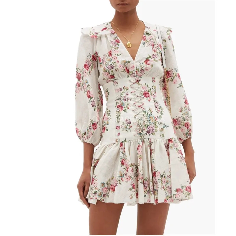 Newest Autumn Holiday Beach Dress Runway Designer Women V Neck Floral Print Cross Bandage Fashion Bodycon Party Dress Vestidos
Newest Autumn Holiday Beach Dress Runway Designer Women V Neck Floral Print Cross Bandage Fashion Bodycon Party Dress Vestidos