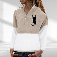 Women's Reversible Fleece Patchwork Jacket Cute Cat Printed Turtleneck Zipper Sweatshirt Winter Thicken Female Tops Толстовка
Women's Reversible Fleece Patchwork Jacket Cute Cat Printed Turtleneck Zipper Sweatshirt Winter Thicken Female Tops Толстовка