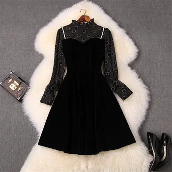 Spring Elegant Ruffled Long Sleeve Mini Dress Female 2020 Runway Designer Short Vintage Velvet Chiffon Patchwork Women Dress
Spring Elegant Ruffled Long Sleeve Mini Dress Female 2020 Runway Designer Short Vintage Velvet Chiffon Patchwork Women Dress