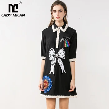 Lady Milan Women's Runway Dress Turn Down Collar Half Sleeves Beaded Sequined Fashion Casual Short Dress
Lady Milan Women's Runway Dress Turn Down Collar Half Sleeves Beaded Sequined Fashion Casual Short Dress