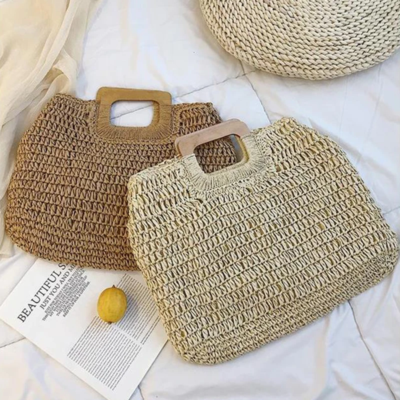 Gusure Large Rattan Tote - Wicker Woven Summer Travel Shoulder Bag 1 Hb47e974f6ca745edb83ed7bb8060a2233