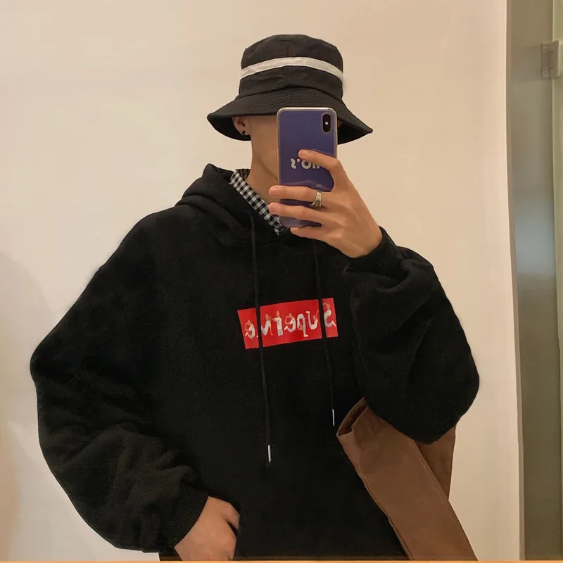 2019 Autumn Men's New Casual Solid Color Letter Print Hooded Plus Velvet Hoodies Loose Temperament Trend Cotton Harajuku
2019 Autumn Men's New Casual Solid Color Letter Print Hooded Plus Velvet Hoodies Loose Temperament Trend Cotton Harajuku