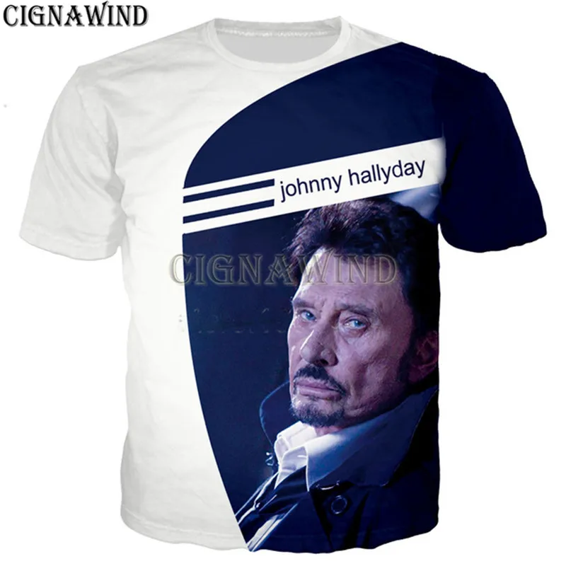 Camiseta de Johnny Hallyday con estampado 3D de cantante de Rock de Mamba camiseta Punk de verano Camiseta de Johnny Hallyday con estampado 3D de cantante de Rock de Mamba camiseta Punk de verano