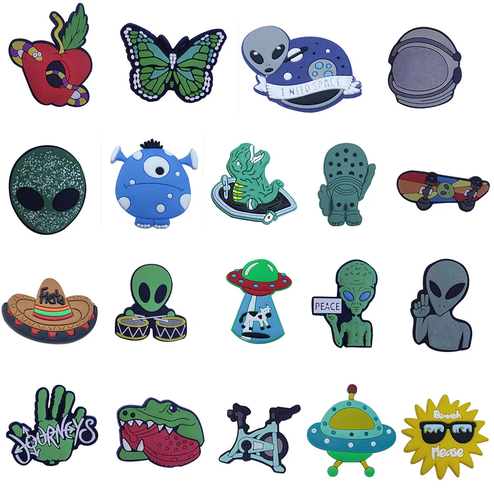 

19PCS PVC Cartoon Fridge Magnetic Sticker UFO Sun Apple Snake Butterfly Bicycle Alien Skateboard Refrigerator Magnets Party Gift