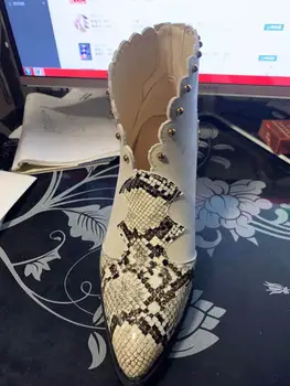 CINESSD short boots women boots spring and autumn single boots pointed snakeskin pattern color matching Martin boots
CINESSD short boots women boots spring and autumn single boots pointed snakeskin pattern color matching Martin boots