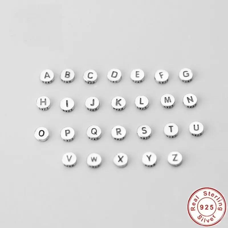 6.5*6.5*2.5MM 925 Sterling Silver A-Z Alphabet Spacer Beads Loose Beads Suit for Bracelet Necklace Diy Jewelry Finding
6.5*6.5*2.5MM 925 Sterling Silver A-Z Alphabet Spacer Beads Loose Beads Suit for Bracelet Necklace Diy Jewelry Finding