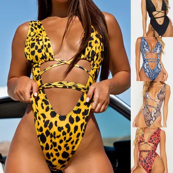 2020 bikini one-piece swimsuit female leopard print bandage hollow sexy one-piece swimsuit 0105
2020 bikini one-piece swimsuit female leopard print bandage hollow sexy one-piece swimsuit 0105