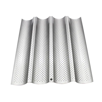 Non-Stick Perforated French Bread Pan Baguette Mold for Baking 4 Loaves Wave Baker (Silver)
Non-Stick Perforated French Bread Pan Baguette Mold for Baking 4 Loaves Wave Baker (Silver)