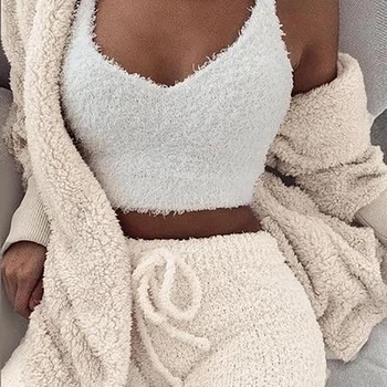 New Autumn Winter Loose Lazy Wind Plush Long-sleeved Cardigan Coat+Short Pant 2PCS Suit Women 
New Autumn Winter Loose Lazy Wind Plush Long-sleeved Cardigan Coat+Short Pant 2PCS Suit Women