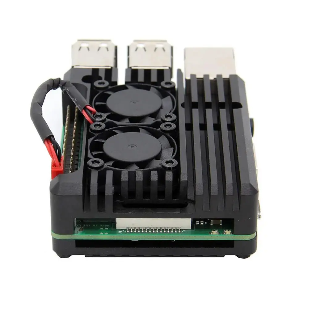 Raspberry Pi 4/3 Aluminum Case with Dual Cooling Fan Metal Shell Black Enclosure for RPI Raspberry Pi 4B/3B/3B+
Raspberry Pi 4/3 Aluminum Case with Dual Cooling Fan Metal Shell Black Enclosure for RPI Raspberry Pi 4B/3B/3B+
