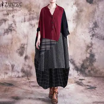 ZANZEA Vintage Spring V Neck Sundress Women Pacthwork Plaid Checked Dress Long Sleeve Long Shirt Dress Cotton Linen Vestido Robe
ZANZEA Vintage Spring V Neck Sundress Women Pacthwork Plaid Checked Dress Long Sleeve Long Shirt Dress Cotton Linen Vestido Robe