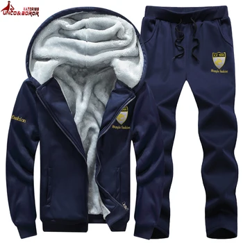 Brand Tracksuit Men 2 pieces Sport suit Fur Hooded Casual Track Suit Jacket+Pant Warm wool liner Winter Sweatshirt men clothing 
Brand Tracksuit Men 2 pieces Sport suit Fur Hooded Casual Track Suit Jacket+Pant Warm wool liner Winter Sweatshirt men clothing