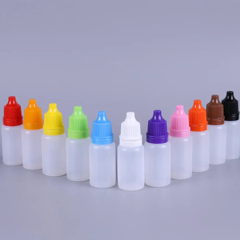 

10Pcs/Lot 5ml 10ml Eyes Drop Refillable Bottle Empty Plastic Squeezable Dropper Bottles Eye Liquid Dropper Sample Colorful Cap