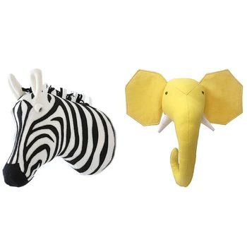 2 Pcs 3D Animal Head Wall Cute Stuffed Wall Hanging Toys Kids Room Animal Wall Sculptures, Elephant & Zebra
2 Pcs 3D Animal Head Wall Cute Stuffed Wall Hanging Toys Kids Room Animal Wall Sculptures, Elephant & Zebra