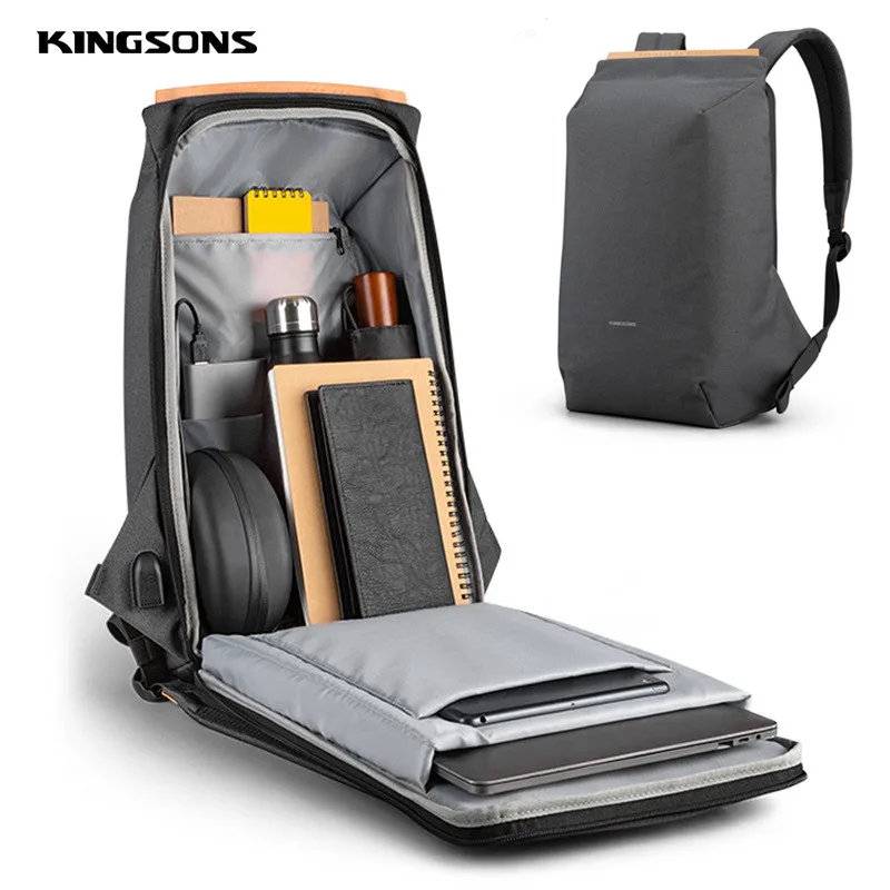 

Kingsons 15.6" Laptop Backpacks USB Charging Schoolbag Anti-theft Backpack Waterproof Bags for Men Women Mochilas Рюкзак мужской