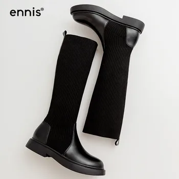 ENNIS 2019 Winter Boots Women Black Knee High Boots Genuine Leather Knitted Stretch Boots Ladies Falt Autumn Shoes Fashion L937
ENNIS 2019 Winter Boots Women Black Knee High Boots Genuine Leather Knitted Stretch Boots Ladies Falt Autumn Shoes Fashion L937