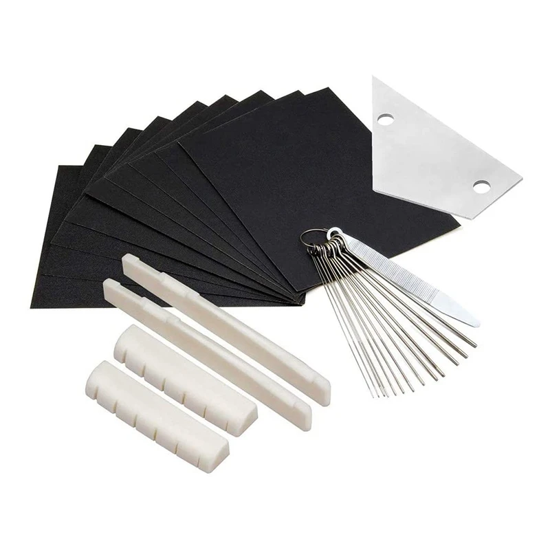 Guitar Tools Kit Repair Maintenance Accessories-Include 4 6 String Acoustic Guitar Bone Bridge Saddle and Nut, 9 Sand Paperhe,Ne
Guitar Tools Kit Repair Maintenance Accessories-Include 4 6 String Acoustic Guitar Bone Bridge Saddle and Nut, 9 Sand Paperhe,Ne