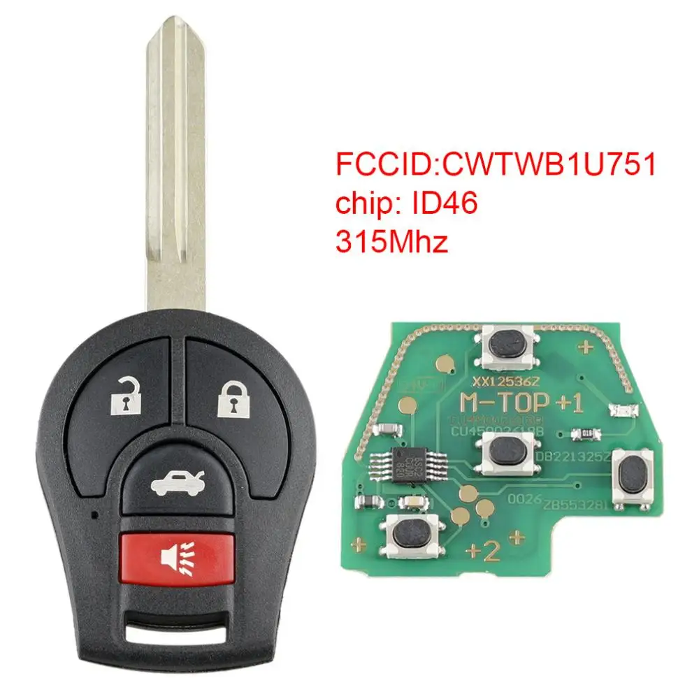 315MHz 4 Buttons Smart Car Remote Key with 46 Chip CWTWB1U751 Fit for Nissan Rogue 2008 - 2016
315MHz 4 Buttons Smart Car Remote Key with 46 Chip CWTWB1U751 Fit for Nissan Rogue 2008 - 2016