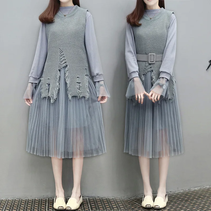 Fat Mm Large Size Dress 2019 Spring New Style Large GIRL'S Knitted Vest Pleated Dress Western Style Set Trend
Fat Mm Large Size Dress 2019 Spring New Style Large GIRL'S Knitted Vest Pleated Dress Western Style Set Trend