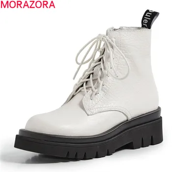MORAZORA 2020 Genuine leather boots fashion lace up comfortable ladies shoes autumn winter ankle boots for woman rice white 
MORAZORA 2020 Genuine leather boots fashion lace up comfortable ladies shoes autumn winter ankle boots for woman rice white