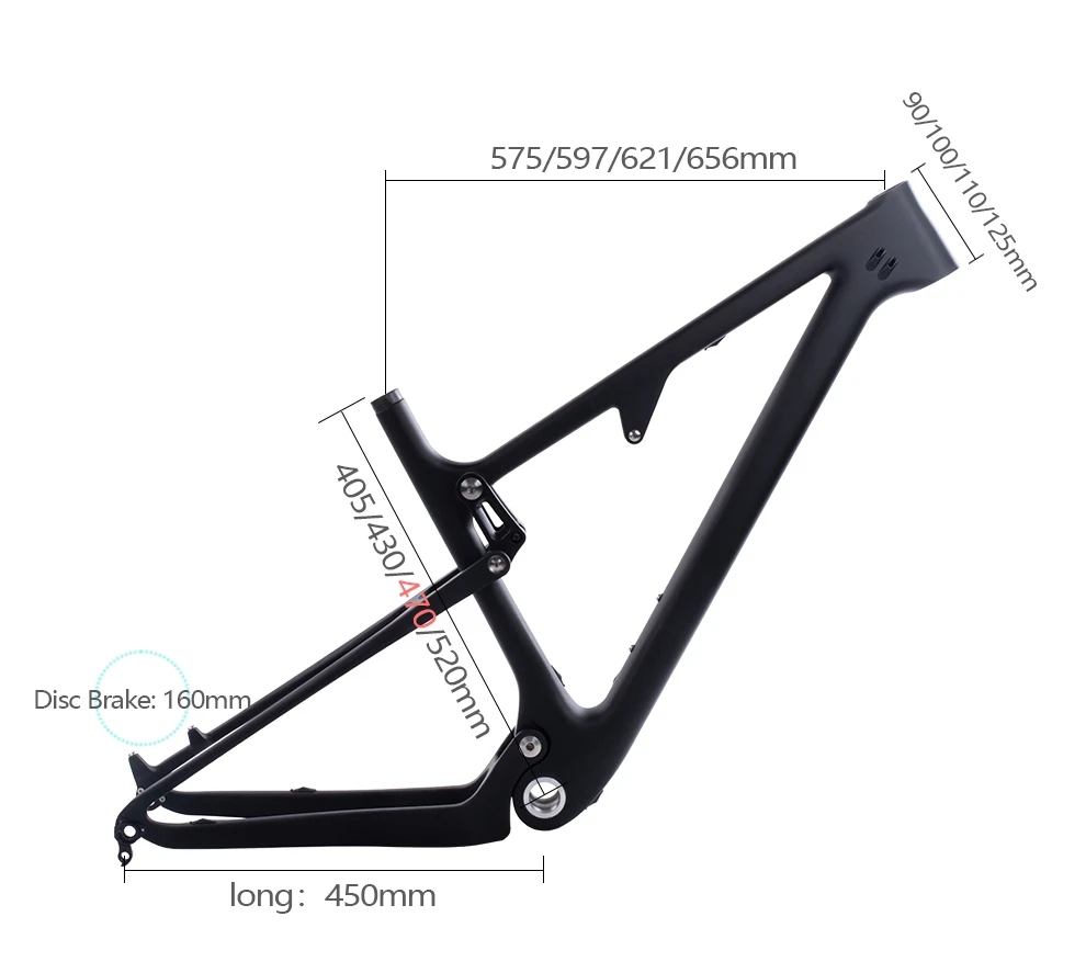 Perfect BXT Newest 29er UD Carbon MTB Full Suspension Cross Country no logo  BSA Rear shock 165*38mm*22mm Mountain Bike Frame 6