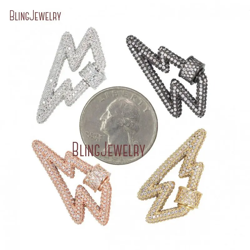 Clear CZ Micro Pave Lightening Boltlock Screw Clasp Lock Carabiner Pave Lock Silver Rose Gold Gun Black 31mmx19.5mm FC28027
Clear CZ Micro Pave Lightening Boltlock Screw Clasp Lock Carabiner Pave Lock Silver Rose Gold Gun Black 31mmx19.5mm FC28027