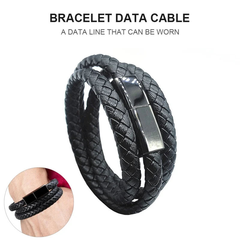 Leather Bracelet Charger Cable Type-C USB Bracelet Charger Data Charging Cable Sync Cord for iPhone Android Phone Cable 60cm
Leather Bracelet Charger Cable Type-C USB Bracelet Charger Data Charging Cable Sync Cord for iPhone Android Phone Cable 60cm