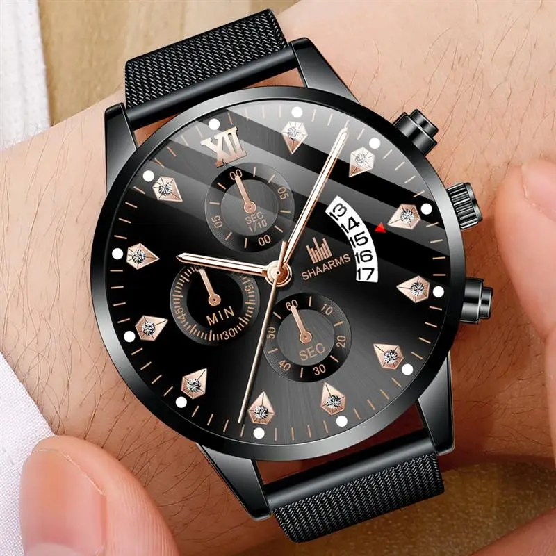 Relogio Masculino Luxury Diamond Watch Mesh Band Stainless Steel Quartz Watches Fashin Business Wristwatch For Man Black Clock
Relogio Masculino Luxury Diamond Watch Mesh Band Stainless Steel Quartz Watches Fashin Business Wristwatch For Man Black Clock