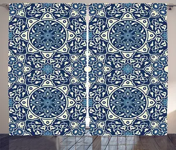 Orient Window Curtains Floral Antique Tile Pattern in Delicate Old Fashioned Ornamental Print Living Room Decor Bedroom Indigo
Orient Window Curtains Floral Antique Tile Pattern in Delicate Old Fashioned Ornamental Print Living Room Decor Bedroom Indigo