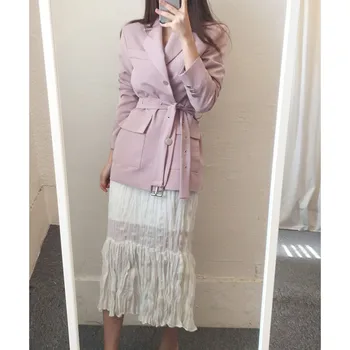 2019 Autumn Turn-Down Collar Single-Breasted Long Blazer Notched Women Elegant Belt Solid Suit Coat Outwear Loose Jacket
2019 Autumn Turn-Down Collar Single-Breasted Long Blazer Notched Women Elegant Belt Solid Suit Coat Outwear Loose Jacket