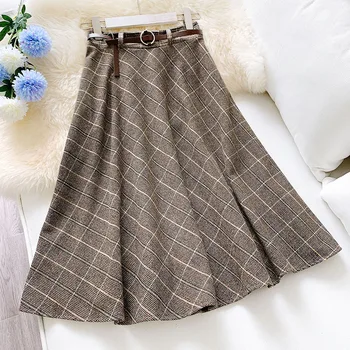 2020 Autumn & Winter New Arrival Woolen Plaid Skirt Joker Thin A-line Skirt Vintage High Waist Literary Long Skirt Free Shipping 
2020 Autumn & Winter New Arrival Woolen Plaid Skirt Joker Thin A-line Skirt Vintage High Waist Literary Long Skirt Free Shipping