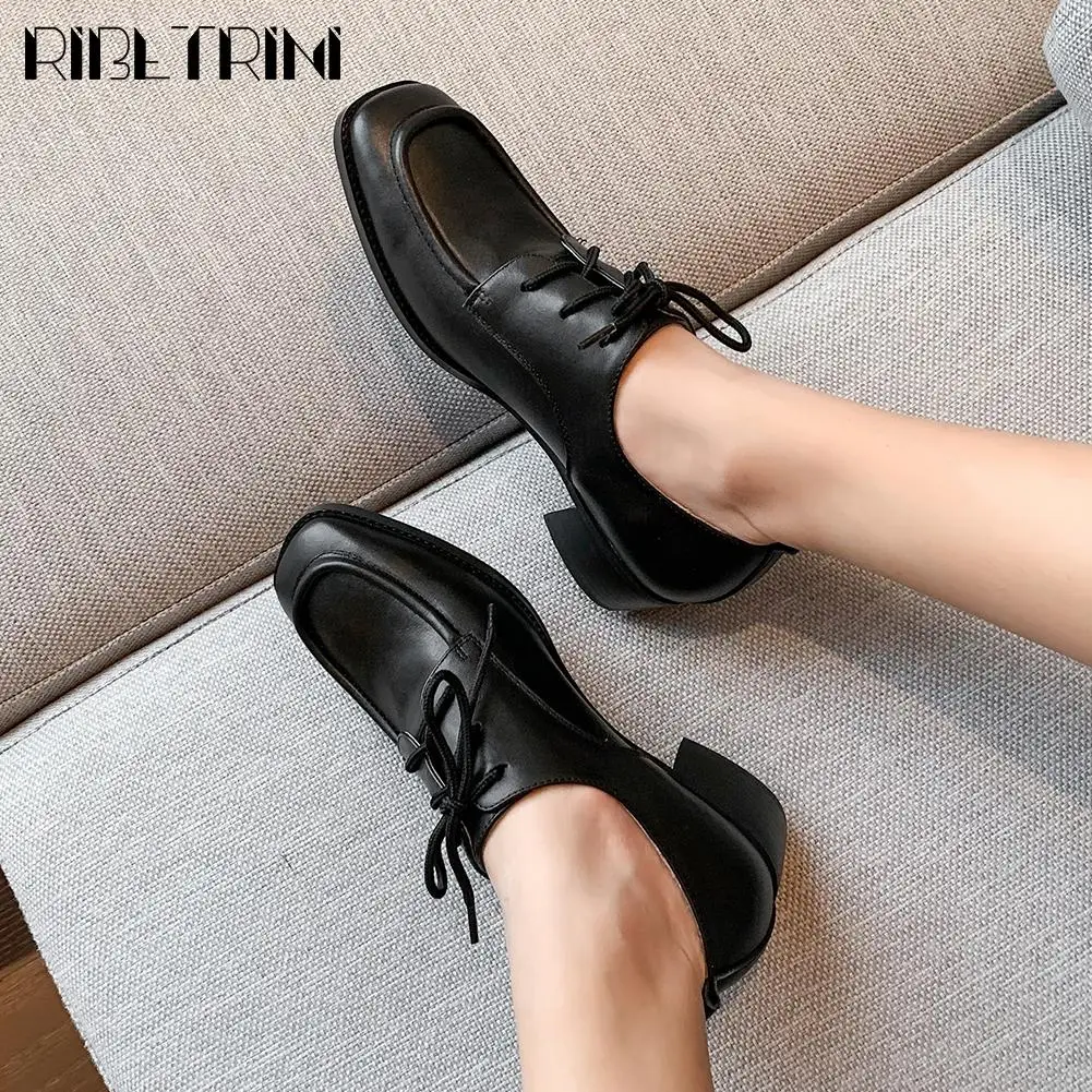 RIBETRINI Brand Female Lace Up Square Toe Med Heel Shoes Woman Genuine Leather Pumps Women Spring Casual Office Pumps
RIBETRINI Brand Female Lace Up Square Toe Med Heel Shoes Woman Genuine Leather Pumps Women Spring Casual Office Pumps